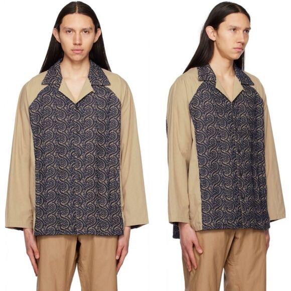 Nicholas Daley Embroidered Raglan Sleeve Button-up Shirt, NWT, Size M - Picture 10 of 11